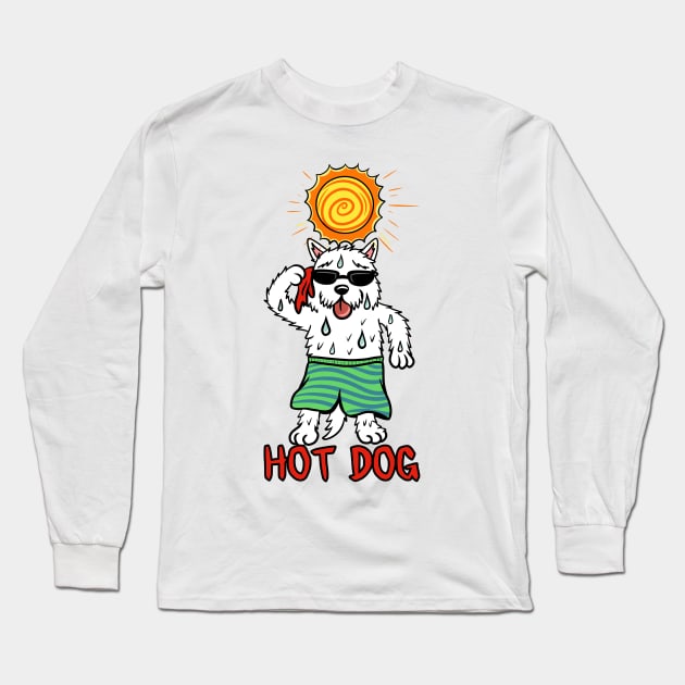 Westie Hot Dog Long Sleeve T-Shirt by blacklines